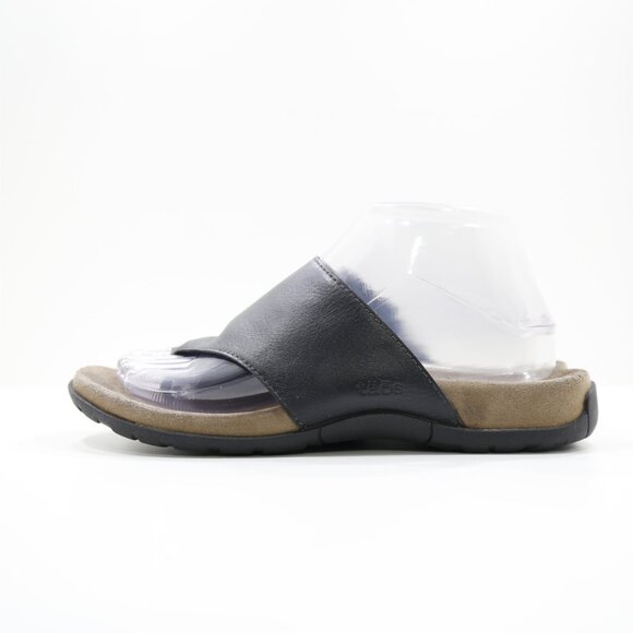 Taos Vacation Black Leather Flat Thong Sandals - 8 - Picture 1 of 7